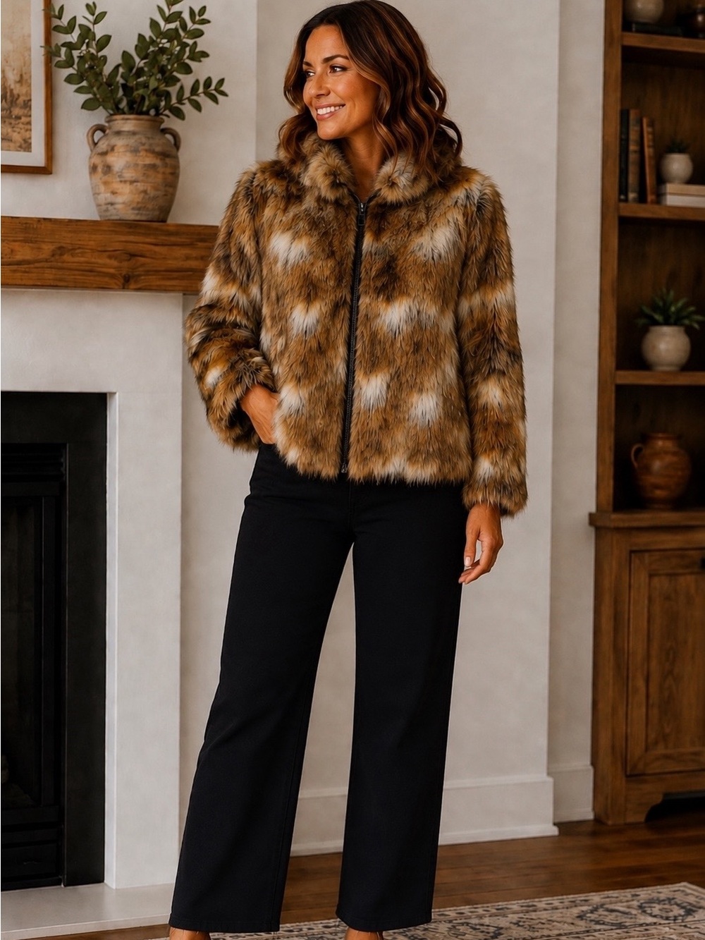 Vintage Fox Fur Coat with Button Closure